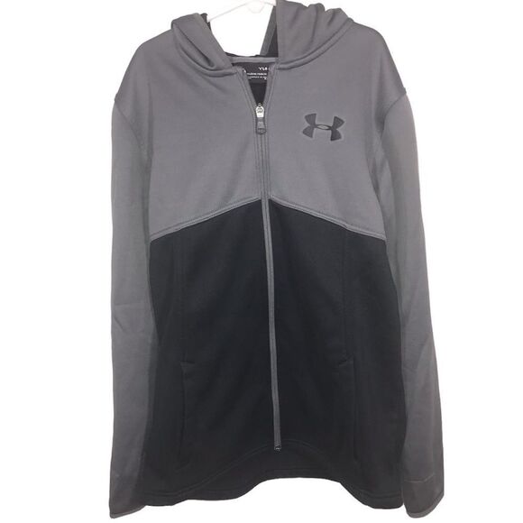 Kid's Under Armor Grey & Black Full Zip Hooded Jacket - Picture 1 of 14